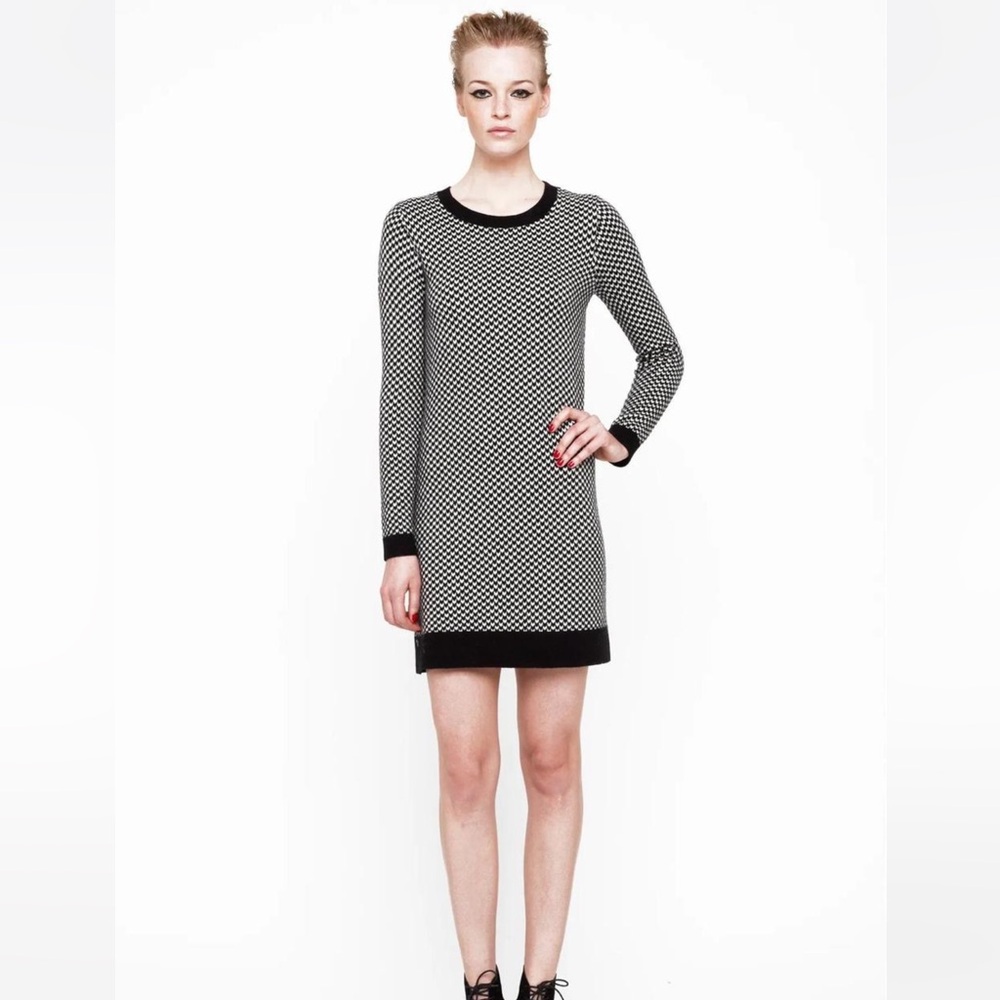 Joie Wool and Cashmere Houndstooth Sweater Dress
